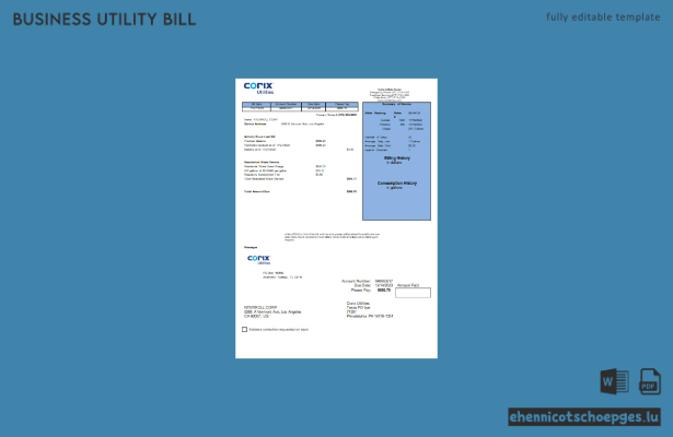 Vorschau einer Beispielrechnung für Geschäftskunden von Corix Utilities